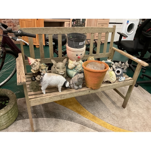 87 - Wooden slat back garden bench