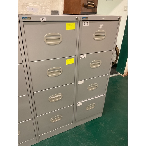 91 - 2x 4 drawer filing cabinets