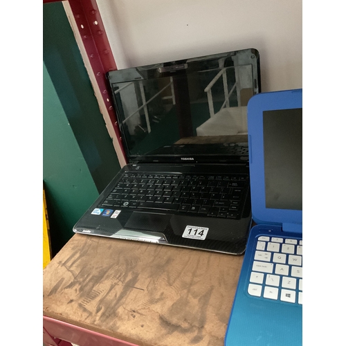 114 - Toshiba laptop (nocharger)