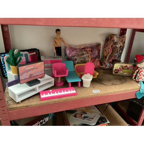 115 - Assorted Barbie dolls and accessories and other dolls