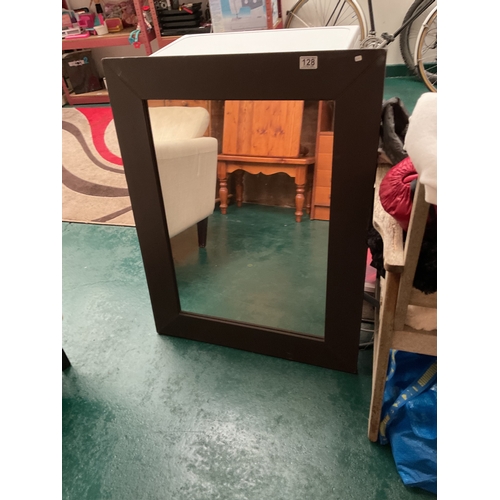 128 - Faux leather framed mirror