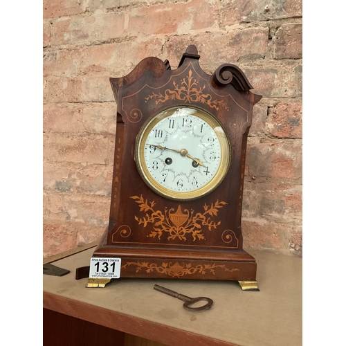 131 - Edwardian inlaid mantle clock