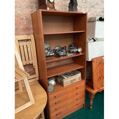 135 - Teak 4 drawer bookcase