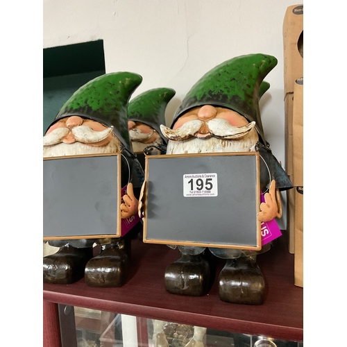 195 - 4 x New Tin garden gnomes