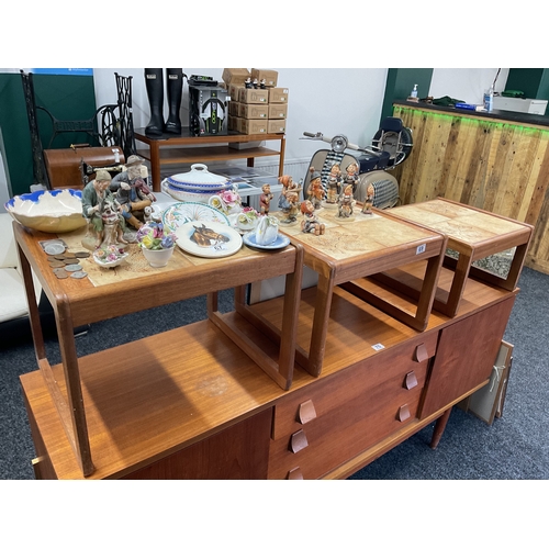 69 - Teak mid-century tile top nest of tables