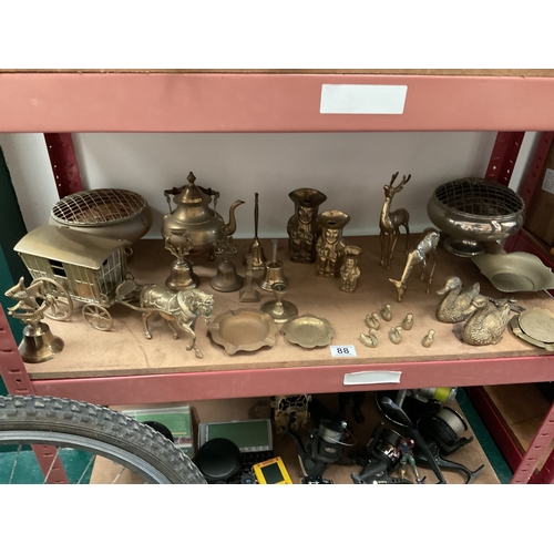 88 - Quantity brass animals and other brass items