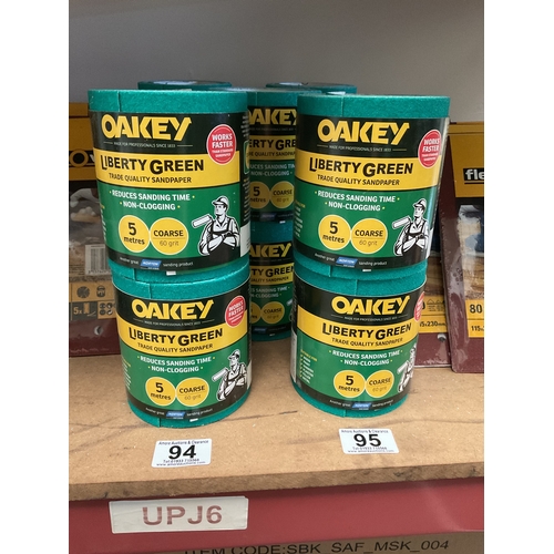 94 - 12 rolls of Oakley liberty green sandpaper