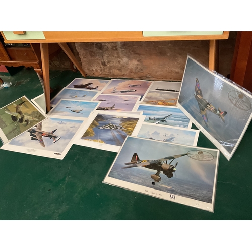 132 - Large quantity of plane prints by Barry g Price and pencil signed Trevor Lay