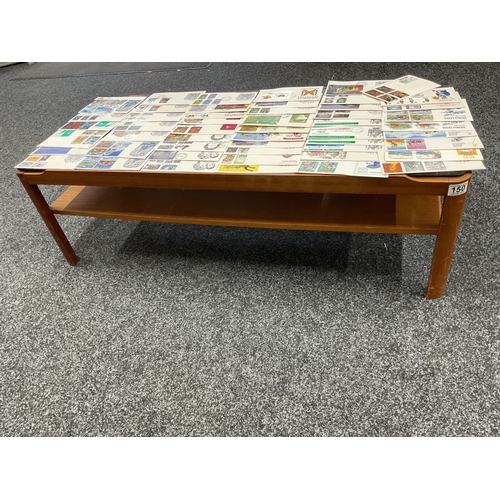 150 - Teak Smoked glass coffee table