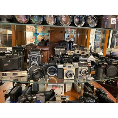 196 - shelf vintage cameras