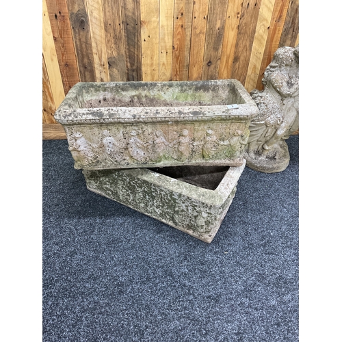 2 - 2x Victorian style concrete planting troughs
(approx 77cmx38cm)