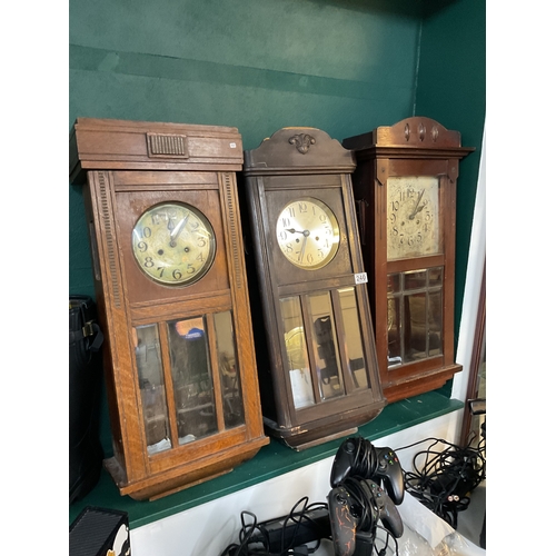 240 - 3 X Oak Wall clocks