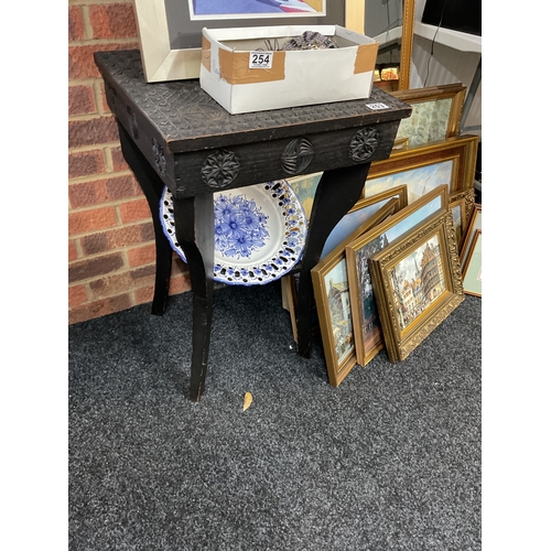 253 - Carved hardwood side table