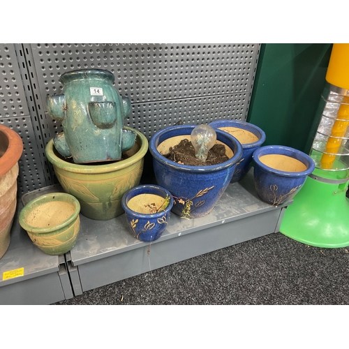 14 - Quantity Glazed pots