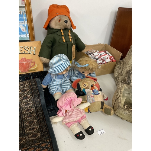 7 - Vintage paddington teddy,and others, patchwork bear etc.