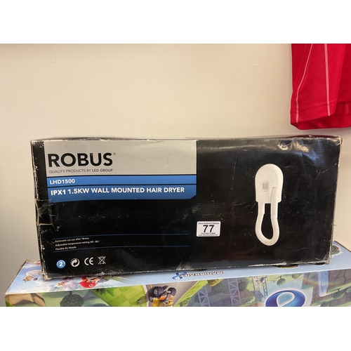 77 - Robus LHD 1500 wall mounted hair dryer