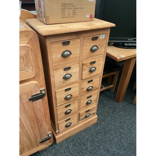 141 - Pine 10 drawer multi chest of drawers