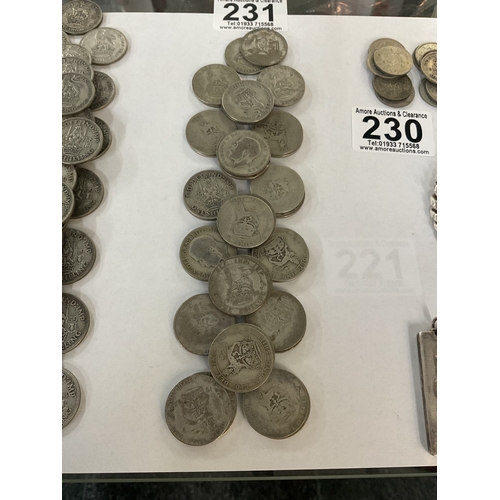 231 - Assorted pre 1947 one shilling coins, 194g