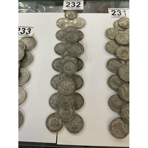 232 - Assorted pre 1947 one shilling coins 168g