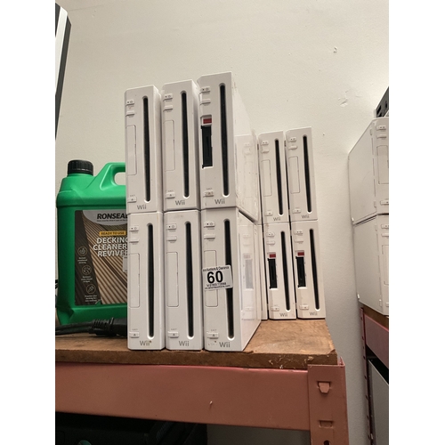 60 - 12 x Nintendo Wii consoles, untested