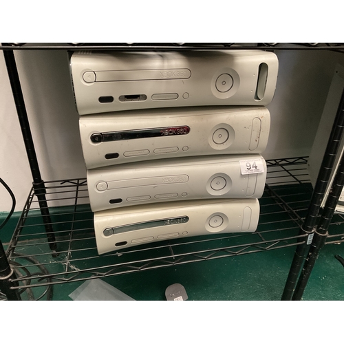 94 - Quantity Xbox 360 consoles, untested