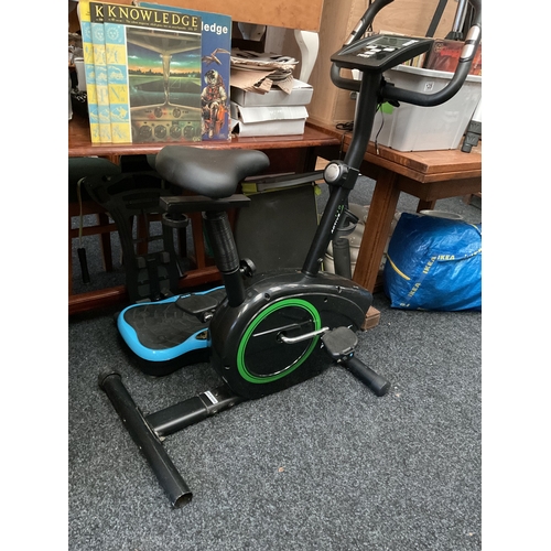 130 - York fitness exercise bike, vibroplate, etc