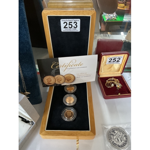 253 - 3 proof half sovereigns collection, boxed and with certificate