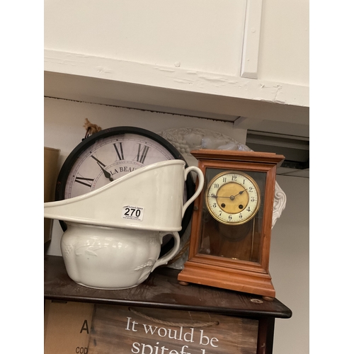 270 - Carriage clock, vintage clock etc