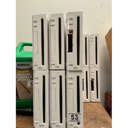 53 - 12 x Nintendo Wii consoles, untested