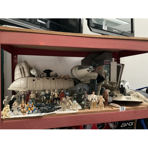 Quantity of Vintage Star Wars toys with figures, Ships, and accessories