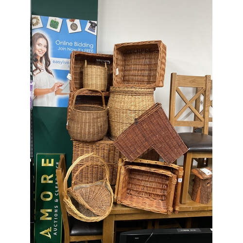 8 - Large assortment of wicker baskets