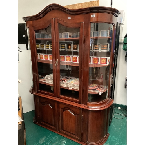 95 - Italian style 2 piece dark wood display cabinet