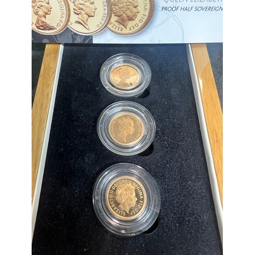 253 - 3 proof half sovereigns collection, boxed and with certificate