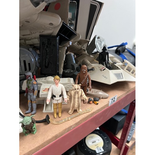 72 - Quantity of Vintage Star Wars toys with figures, Ships, and accessories