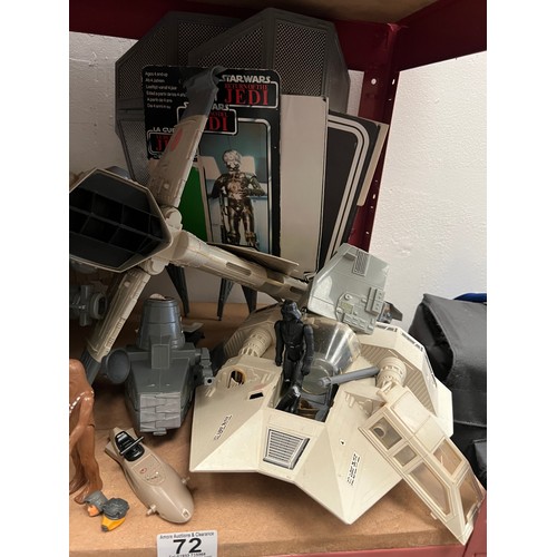 72 - Quantity of Vintage Star Wars toys with figures, Ships, and accessories