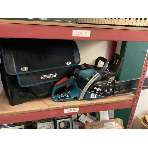 54 - Erbauer petrol chainsaw and travel bag