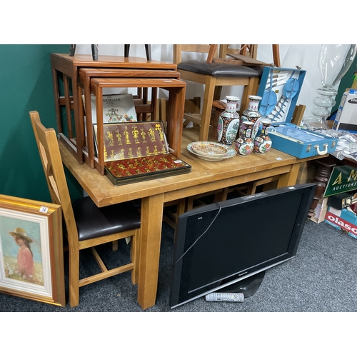 8 - Oak extending table and 6 chairs