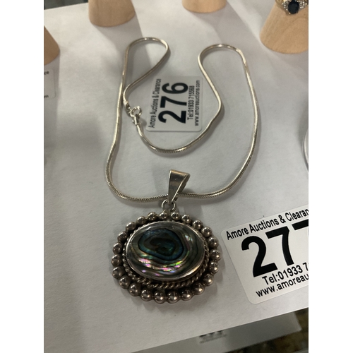 276 - 925 silver and abalone shell pendant and chain