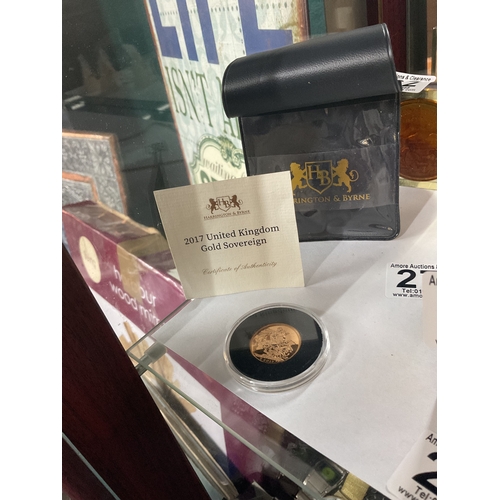 279 - 2017 Full sovereign coin in capsule with certificate