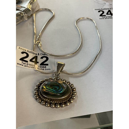 242 - 925 silver and abalone shell pendant and chain