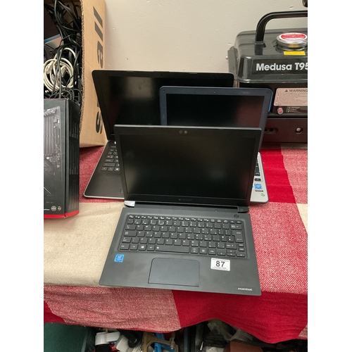 87 - 3 x Laptops, no chargers, including Dynabook untested