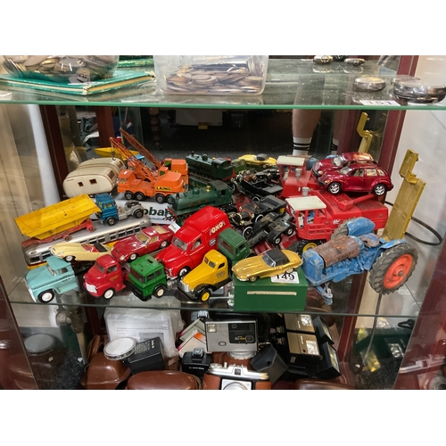 149 - Shelf die cast, Corgi, Dinky etc