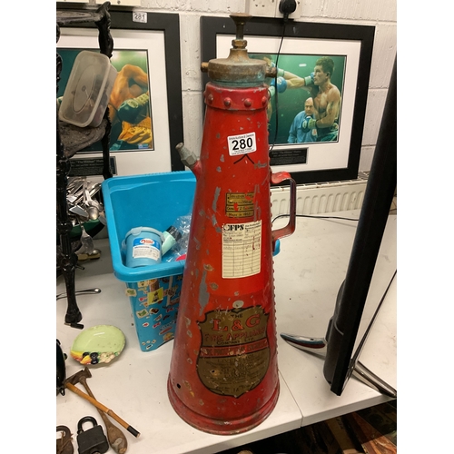 280 - Vintage fire extinguisher by L&G Fire appliance co. ltd