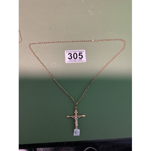 305 - 9ct chain with cross pendant 4g