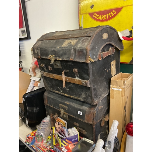 64 - 2 X Vintage dome topped trunks for restoration