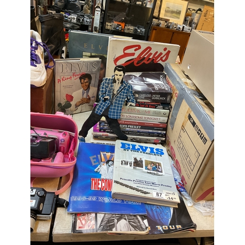 87 - Elvis books, novelty clock etc