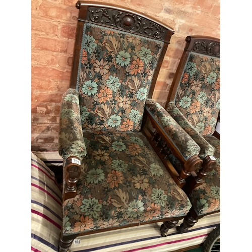 151 - Upholstered Edwardian arm chair