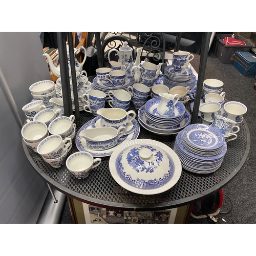 78 - Qty Old willow & other blue & white china