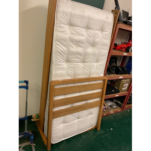 274 - Modern oak single bed frame & mattress