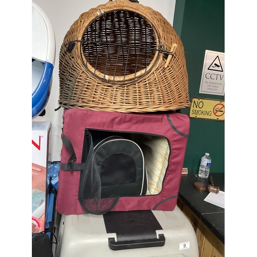 10 - Wicker cat carrier & others